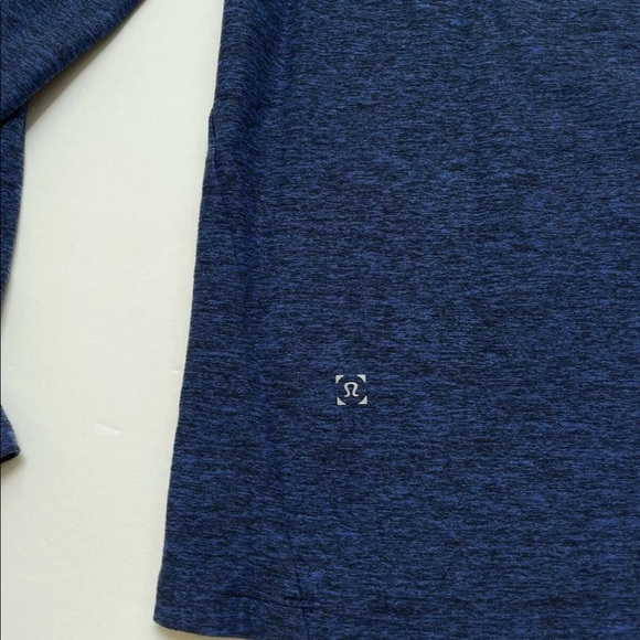 Lululemon Mens 1/2 Zip Surge Warm Heathered Cerulean Blue/Black Sz XL - Picture 4 of 6